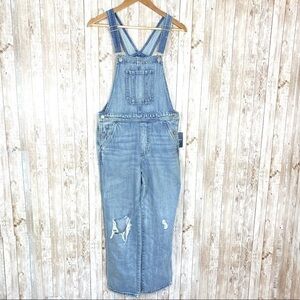 Lucky Brand Distressed Lightweight Denim Overalls Size Small Women‎